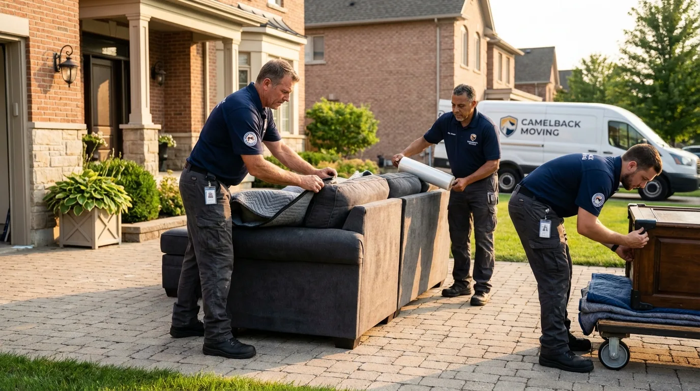 Large estate moving crew wrapping furniture in Grenada, MS